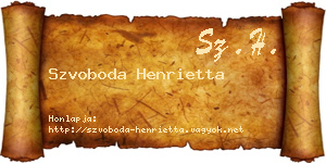 Szvoboda Henrietta névjegykártya